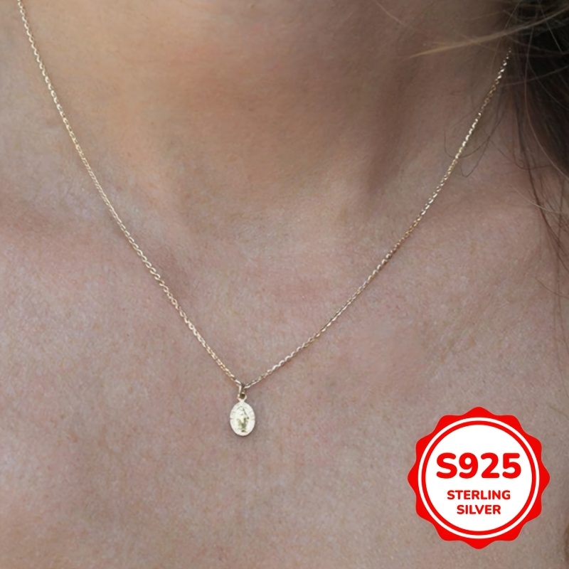 925 Silver Pendant Necklace Vintage Angel 18K Golden Plated Durable
